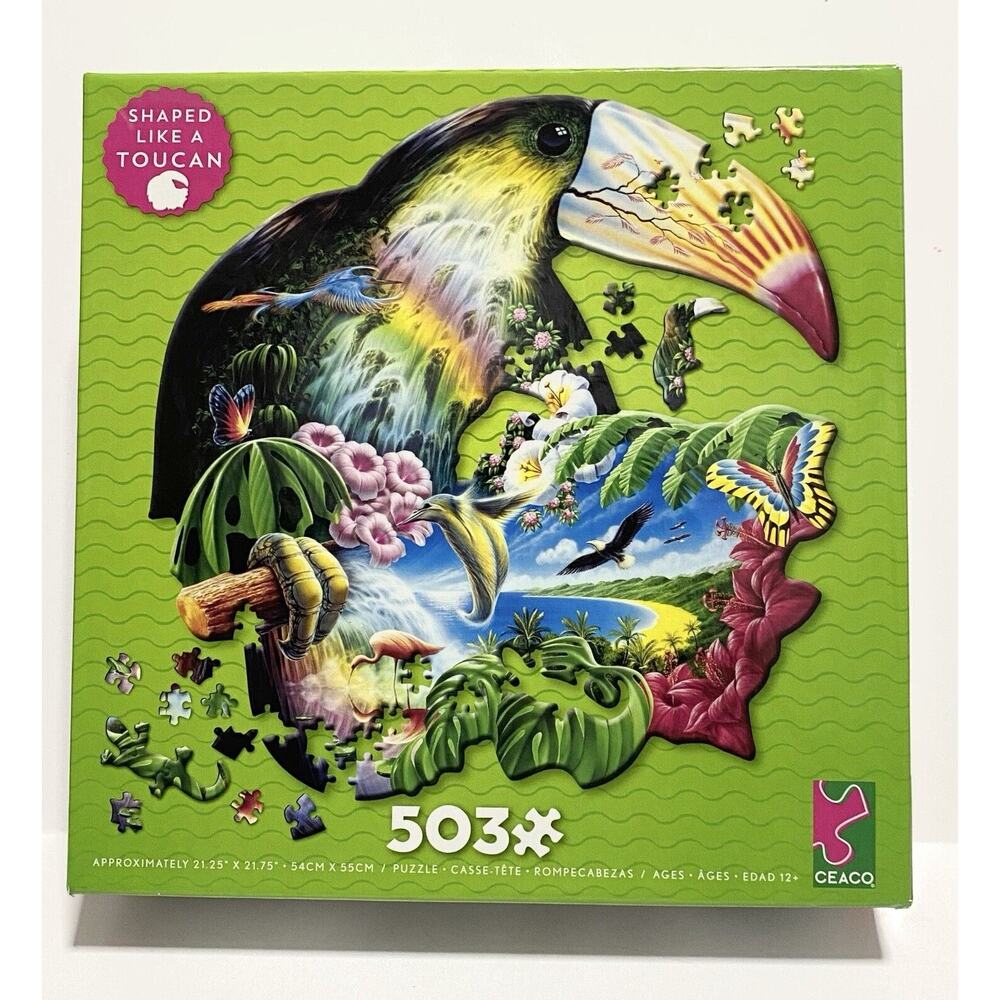 Ceaco Toucan Shaped Jigsaw Puzzle 503 Pieces Series 1 Tropical Rainforest
